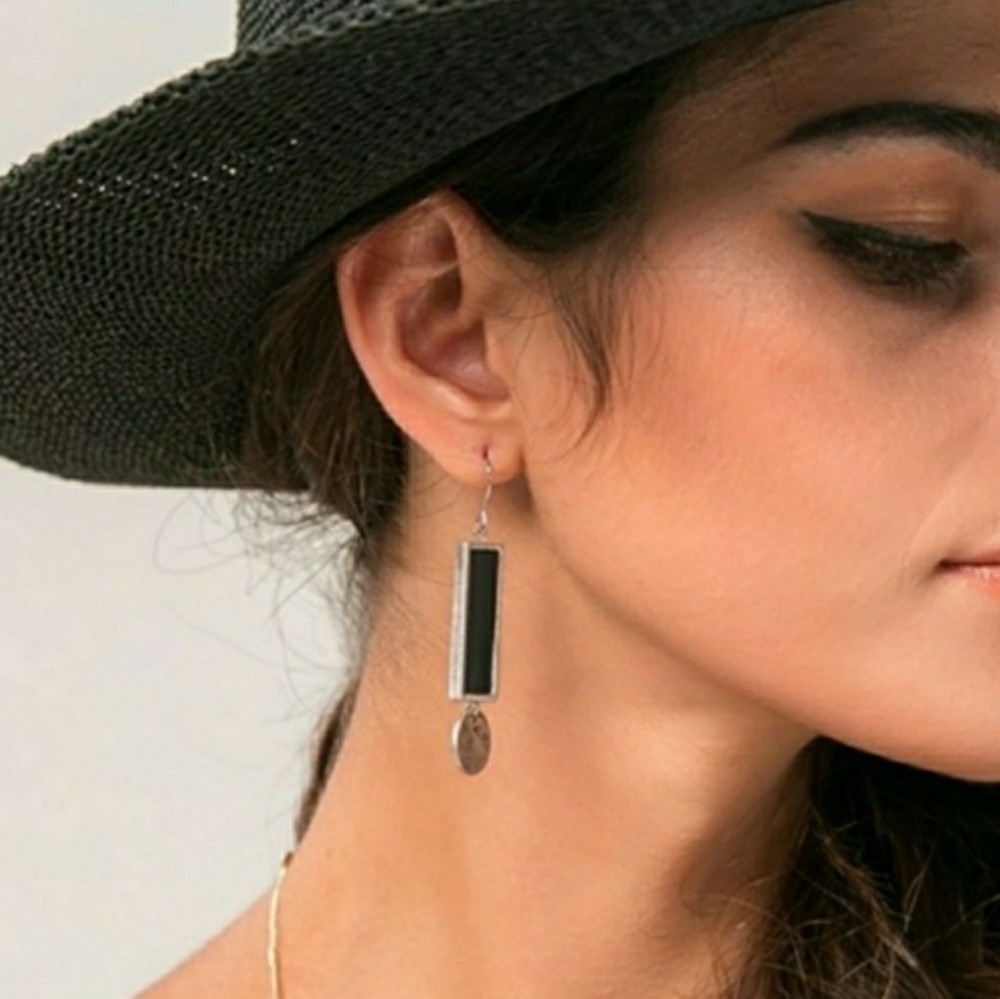 Burnished Silver & Leather Earrings